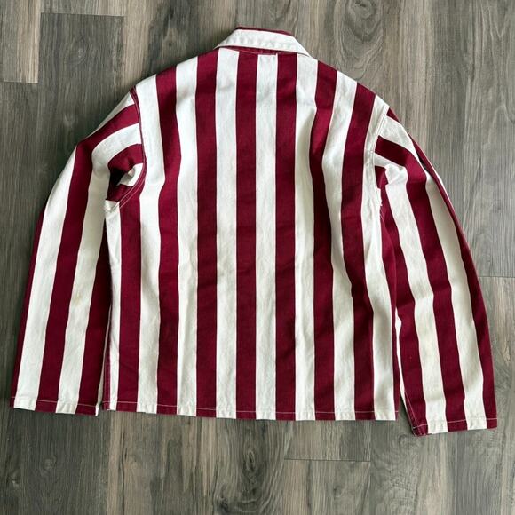 Vintage 1980s Striped Zip Up Jacket Men's Size M Red White 21x25.5 Boxy - Picture 4 of 8